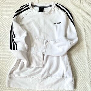 Adidas white 3-stripe crewneck sweatshirt